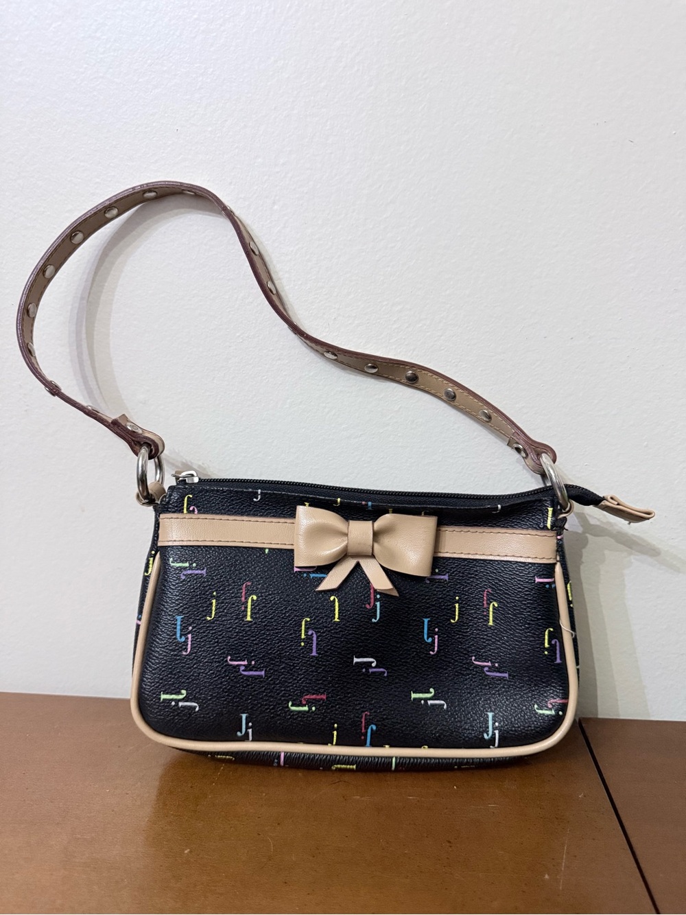 Vintage Y2K Limited Too J Monogram Rainbow Small Wrist Purse Bag Studded Bratz